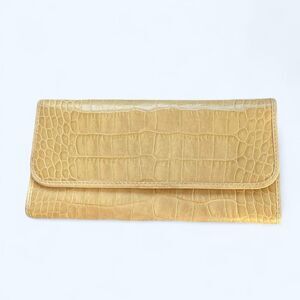 Abas Alligator Exotic Leather Long Wallet American Yellow